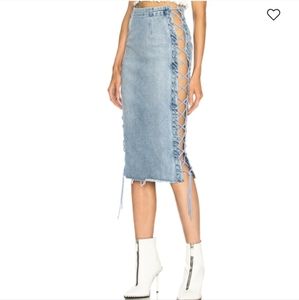 GRLFRND Crystal Lace Up Jean Skirt